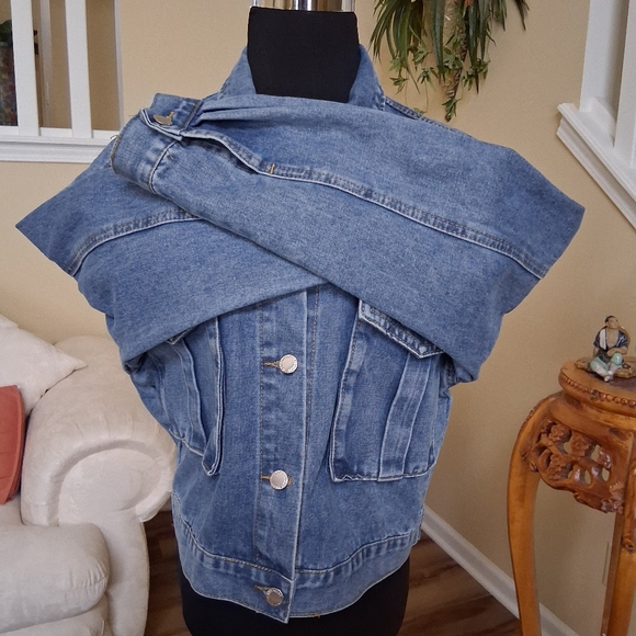 Nali Collection Blue Denim Crystal Studded Jacket Size S/M - Picture 6 of 14